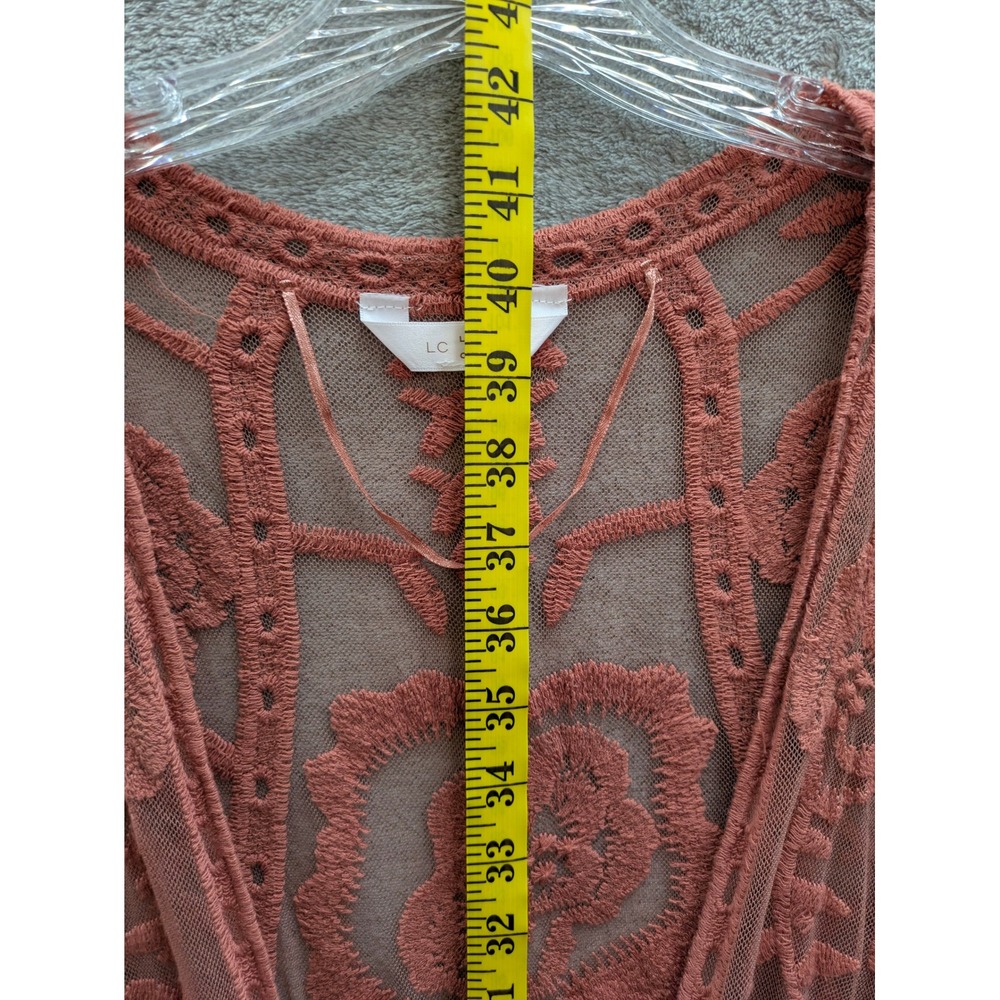 Boho Embroidered Mesh Kimono Cardigan Women One Size Terracotta Rose Festival - Picture 5 of 7